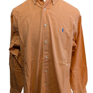 Chemise Polo Ralph Lauren Shirt XL Corail Orange Button Down Logo Bleu Ciel