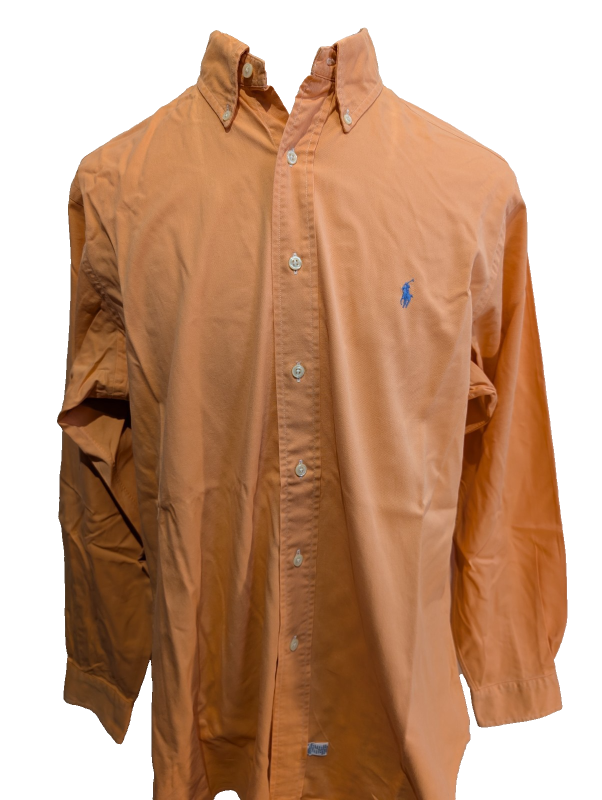 Chemise Polo Ralph Lauren Shirt XL Corail Orange Button Down Logo Bleu Ciel