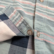 Woolrich chemise manches courtes kaki rayures coton organique taille L