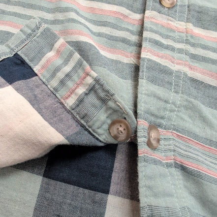 Woolrich chemise manches courtes kaki rayures coton organique taille L