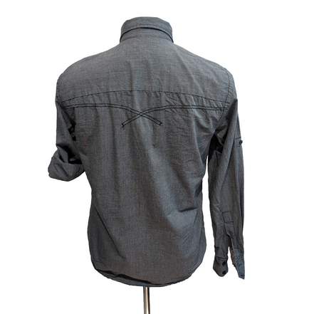 Chemise Helix S Gris Foncé Western 100% Coton Manches Retractables