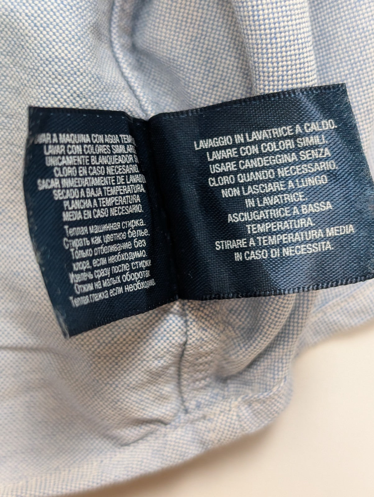 Chemise Ralph Lauren Bleu Clair Logo Marron Manches Longues - Taille S / 18