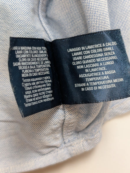 Chemise Ralph Lauren Bleu Clair Logo Marron Manches Longues - Taille S / 18