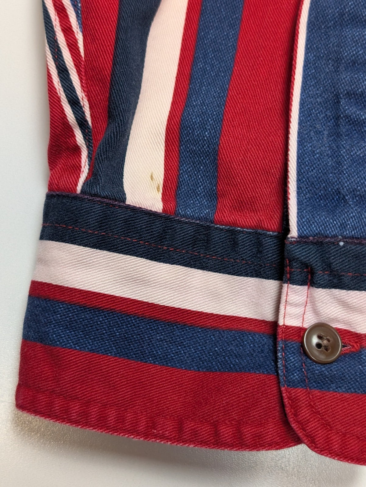 Chemise CHAPS Ralph Lauren rouge rayures shirt button down coton L