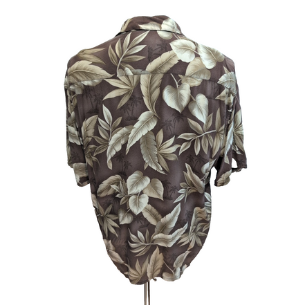 Chemise Hawaïenne Manches Courtes Pierre Cardin Rayonne Marron XL