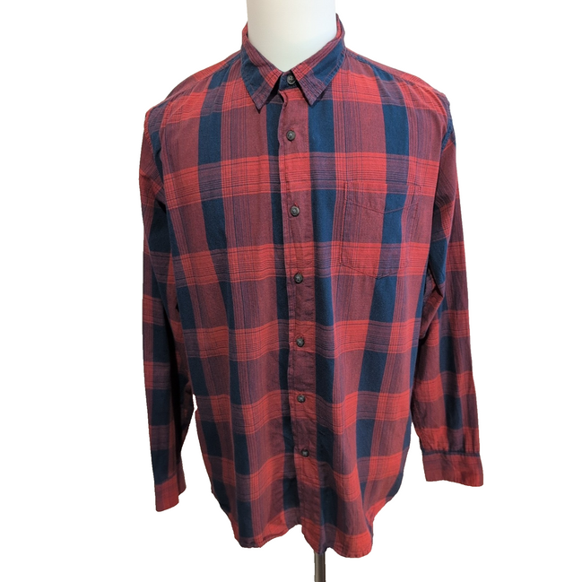 Chemise Wrangler Manches Longues à Grands Carreaux Bleu et Rouge Taille L