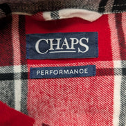 CHAPS Flanelle Rouge Noir M Logo Cuir NEUF VINTAGE 100% Coton | 316S