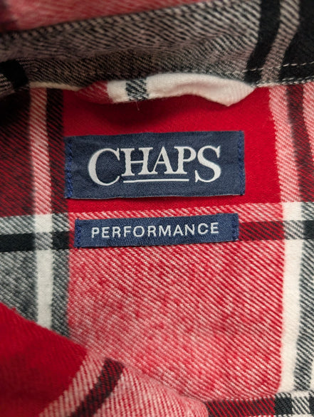 CHAPS Flanelle Rouge Noir M Logo Cuir NEUF VINTAGE 100% Coton | 316S