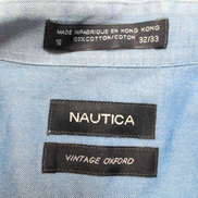 Chemise Nautica Vintage Oxford L Bleu Uni Hong Kong 100% Coton