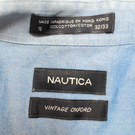 Chemise Nautica Vintage Oxford L Bleu Uni Hong Kong 100% Coton