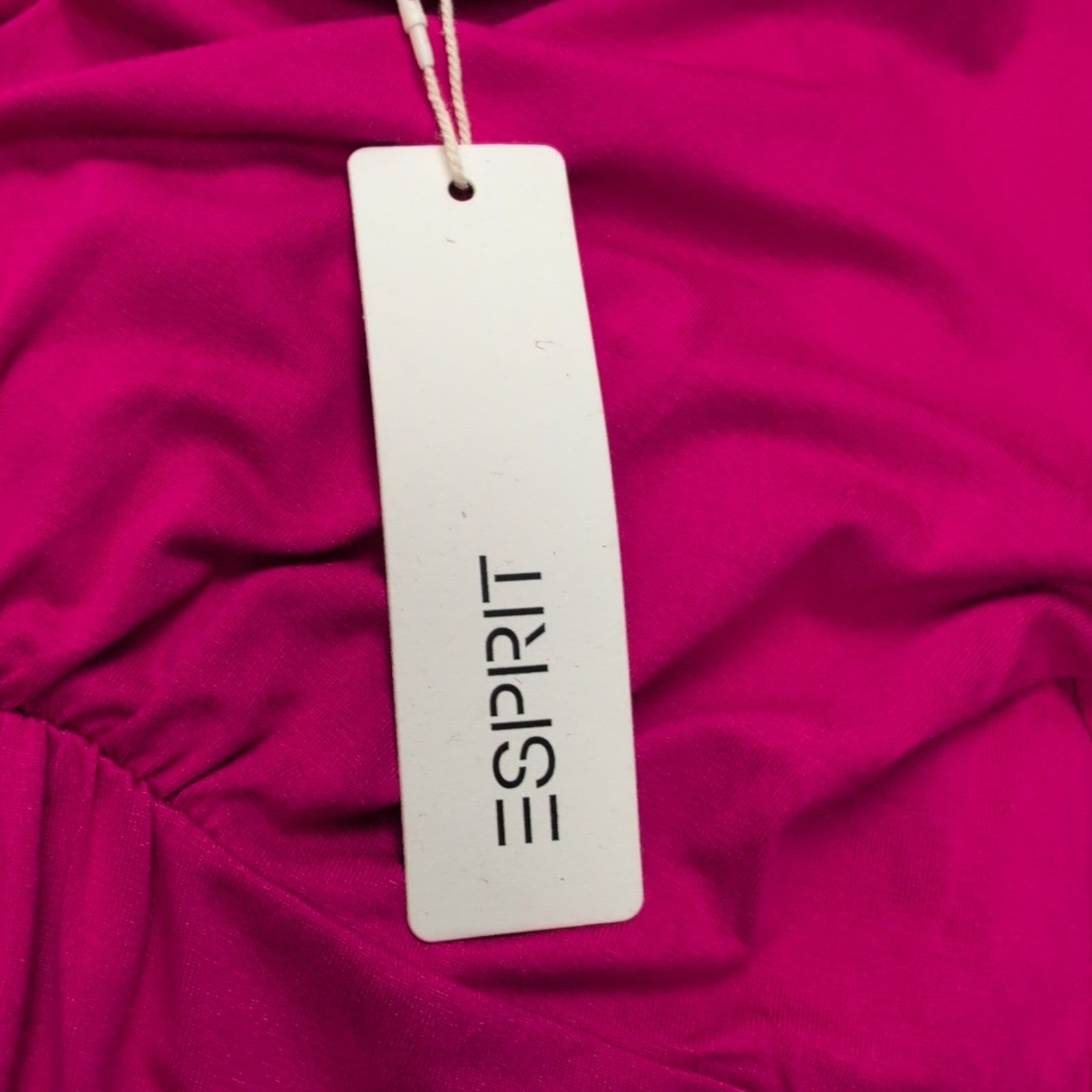 Haut Tunique Esprit Femme XL Rose Fuchsia Décolleté V Manches Longues Neuf