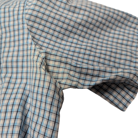 Chemise CHAPS bleue à carreaux manches courtes taille XL #6e