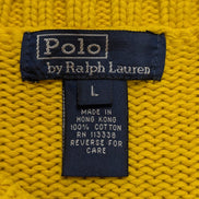 Pull Polo Ralph Lauren Jaune Vintage Made in HK - Maille Dense Taille L (Fit S)
