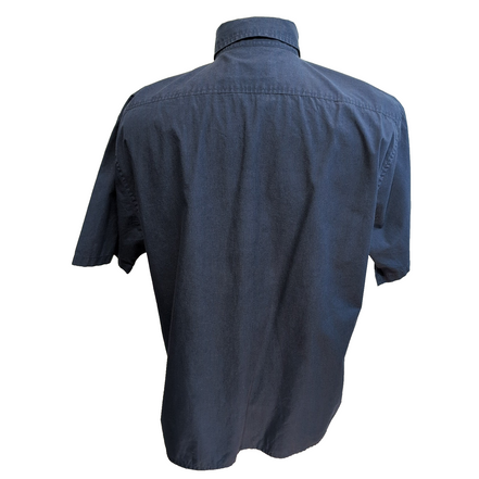 Chemise YVES SAINT LAURENT XL Bleu Marine Unie Manches Courtes Logo Brodé