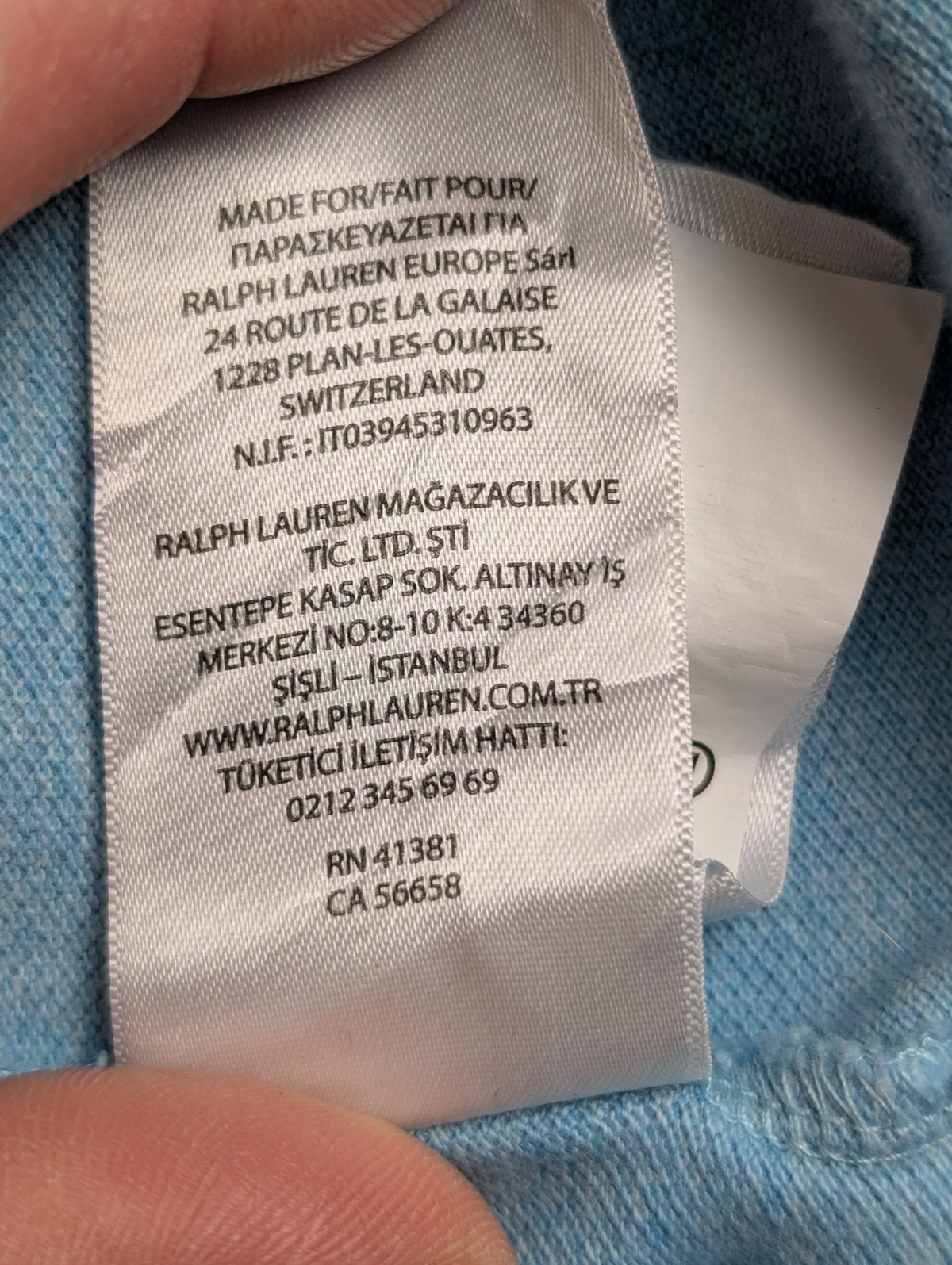Polo manches courtes Polo Ralph Lauren XL bleu ciel logo violet Custom Slim Fit