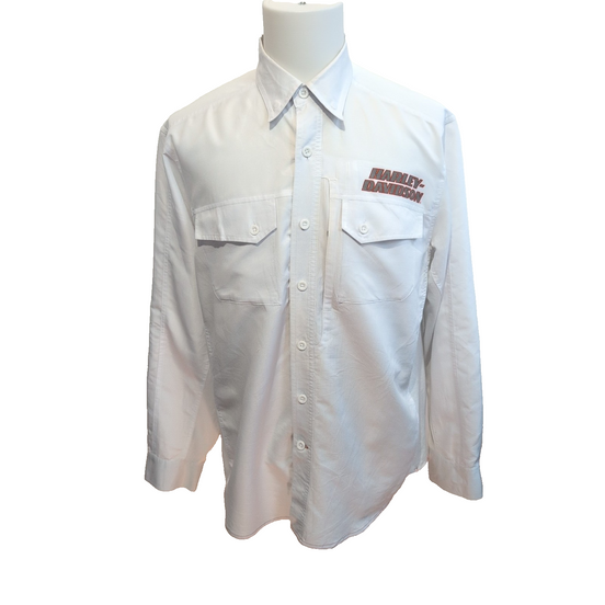 Harley Davidson Chemise Blanche Manches Longues Homme Taille L Ventilée