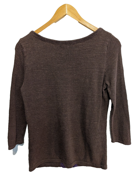 Pull LAUREN Ralph Lauren femme M marron motifs aztèques vert violet col rond