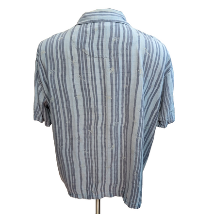 Chemise Hawaïenne Kona Wind L Rayures Bleu Rayonne Coton Madagascar