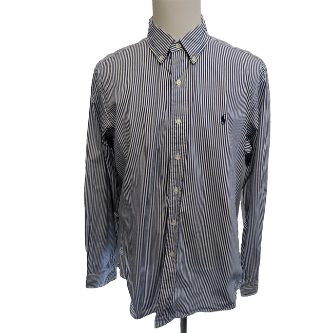 Chemise Ralph Lauren XL Bleue Rayures Custom Fit Button Down Shirt