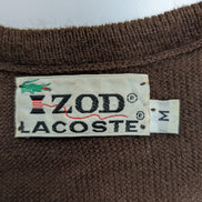 Pull Vintage IZOD Lacoste M marron col V 100% Orlon Logo crocodile brodé