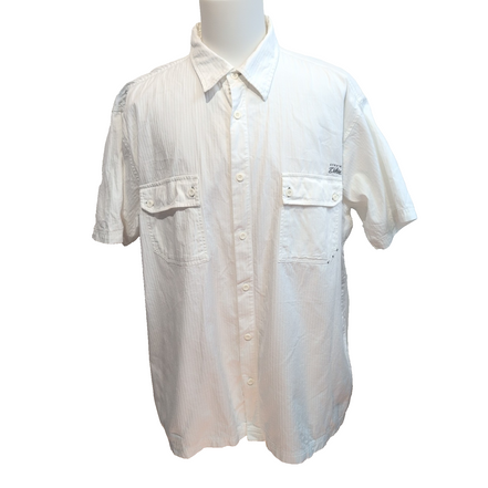 Chemise Dickies 3XL Blanche Rayures Gaufrées 100% Coton Manches Courtes