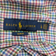 CHEMISE Ralph Lauren Homme L SLIM FIT Multicolore Carreaux Logo Bleu 100% Coton