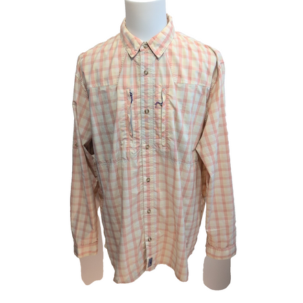 Chemise Patagonia XL Saumon Crème Carreaux Nylon Recyclé Poches Zip