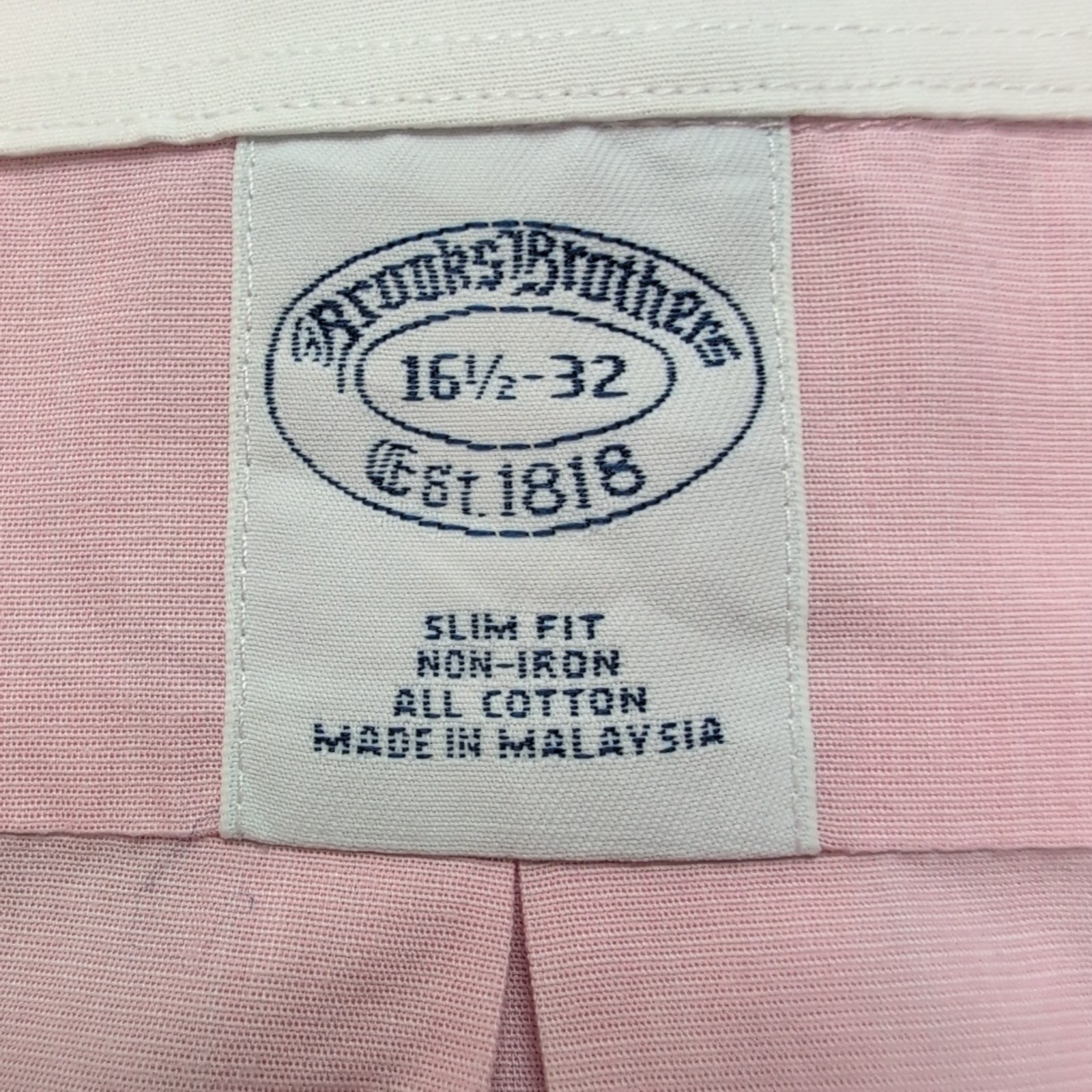Chemise Brooks Brothers L/XL Slim Fit Rose Col Blanc Manches courtes