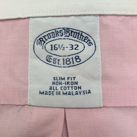 Chemise Brooks Brothers L/XL Slim Fit Rose Col Blanc Manches courtes