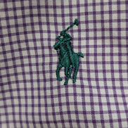 Chemise Polo Ralph Lauren Shirt L XL Classic Fit Vichy Violet Logo Vert Button D