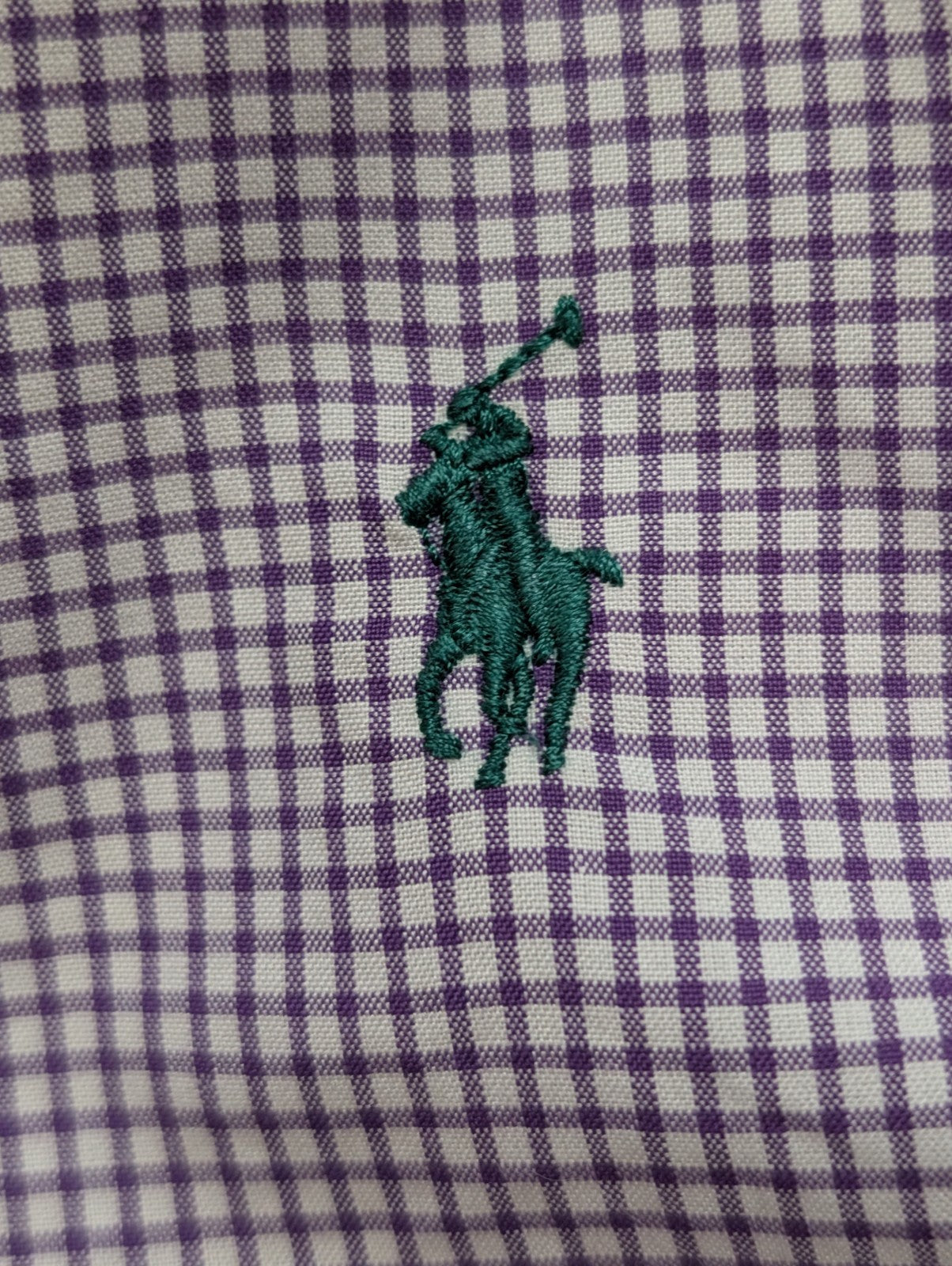 Chemise Polo Ralph Lauren Shirt L XL Classic Fit Vichy Violet Logo Vert Button D