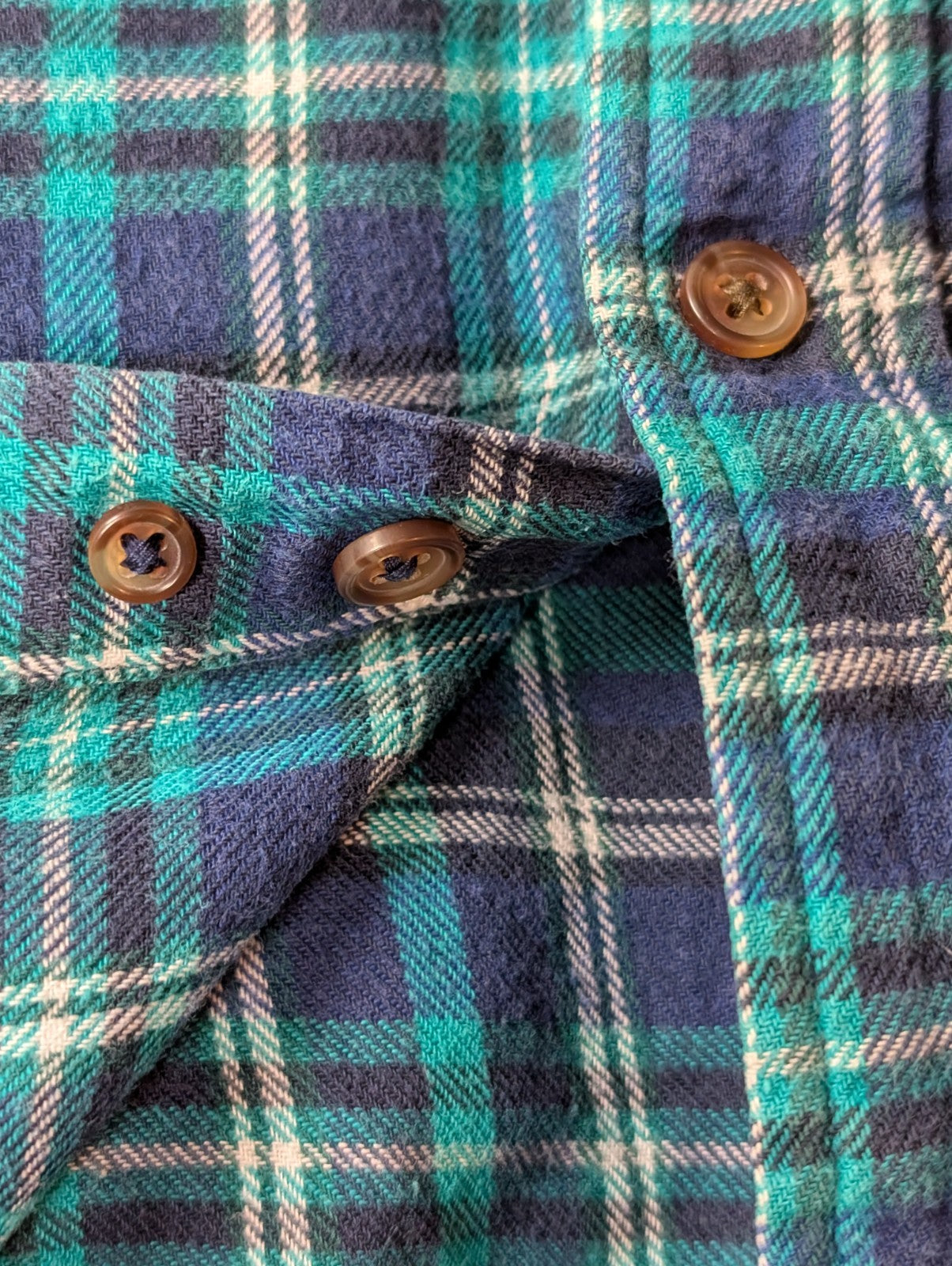 CHAPS Flanelle Vert Bleu L Logo Brodé VINTAGE 100% Coton | 309S