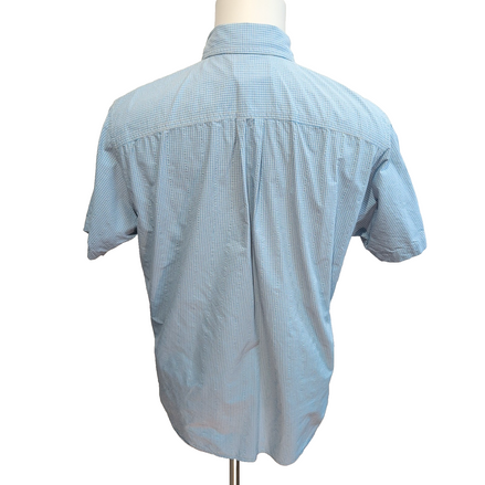 Chemise Patagonia L Bleu Carreaux Nylon Manches Courtes Boutons Pression
