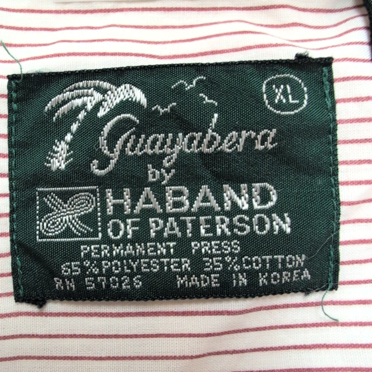Chemise Hawaïenne Haband XL Bordeaux Rayures 4 Poches Panama Brodée