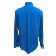Chemise Ralph Lauren L Bleu 100% Coton Logo Jaune manches longues