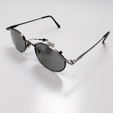 Lunettes de soleil Y2K Ovales Acier Brossé Gris Foncé Monture Moustache