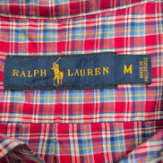 Chemise Ralph Lauren M Rouge Bleu Carreaux Shirt Button Down Coton Logo Marine