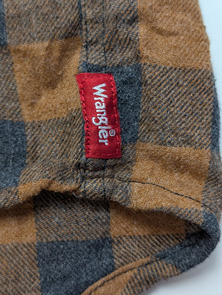 CHEMISE FLANELLE WRANGLER M MARRON NOIR Carreaux Workwear Poche Stylo