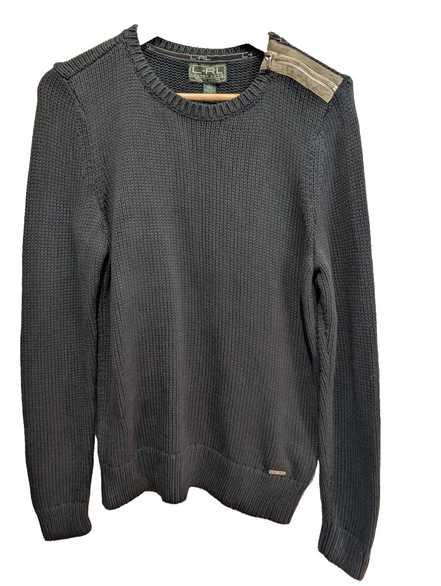 Pull femme Lauren Ralph Lauren L gris anthracite col rond coudières L-RL