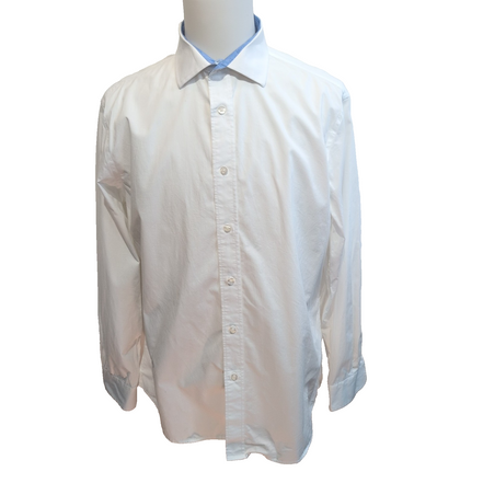 Chemise Nautica Homme L XL Blanche 100% Coton Uni Manches Longues