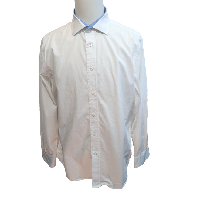 Chemise Nautica Homme L XL Blanche 100% Coton Uni Manches Longues