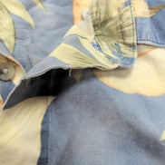 Chemise Hawaïenne Pierre Cardin L Bleu Feuillage Made in Korea Vintage