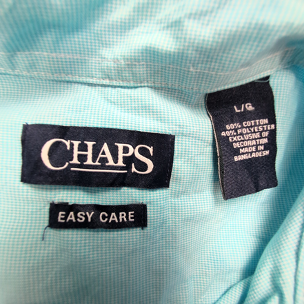 Chemise CHAPS bleu turquoise uni manches courtes taille L homme logo brodé