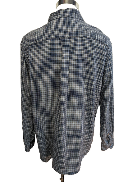 CHAPS Flanelle Bleu Noir Blanc XL Logo Brodé EE VINTAGE 100% Coton | 314S