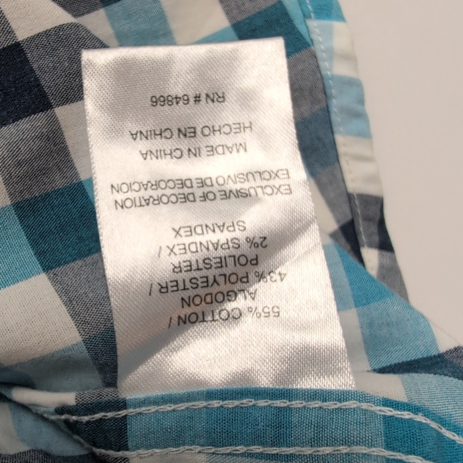 Chemise Lee stretch bleu ciel à petits carreaux manches courtes taille L