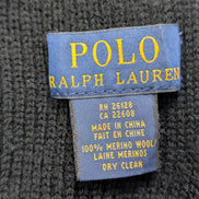 Écharpe Polo Ralph Lauren 100% Laine Mérinos Noire Logo Marron