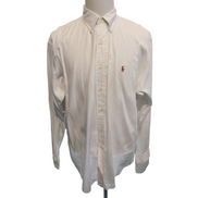 Chemise Ralph Lauren blanche logo marron taille L/XL pimpoint oxford bd yarmouth