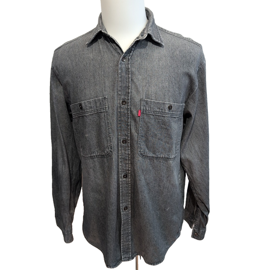 Levi’s chemise jean noir patiné gris foncé vintage made in Korea taille M