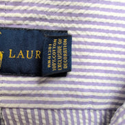 Chemise Ralph Lauren XL Lilas Rayures Gaufrée Logo Vert Button Down Shirt