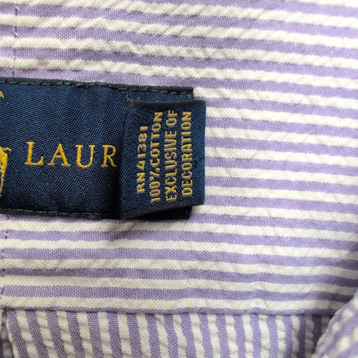 Chemise Ralph Lauren XL Lilas Rayures Gaufrée Logo Vert Button Down Shirt